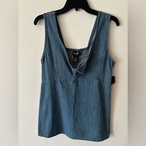 Wrangler Retro denim tank top with a smocked back and tie front detail New